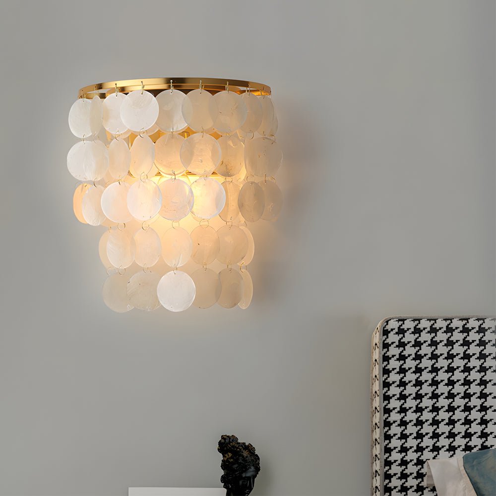 Capiz Shell Wall Sconces Modern Coastal LED Metal Light