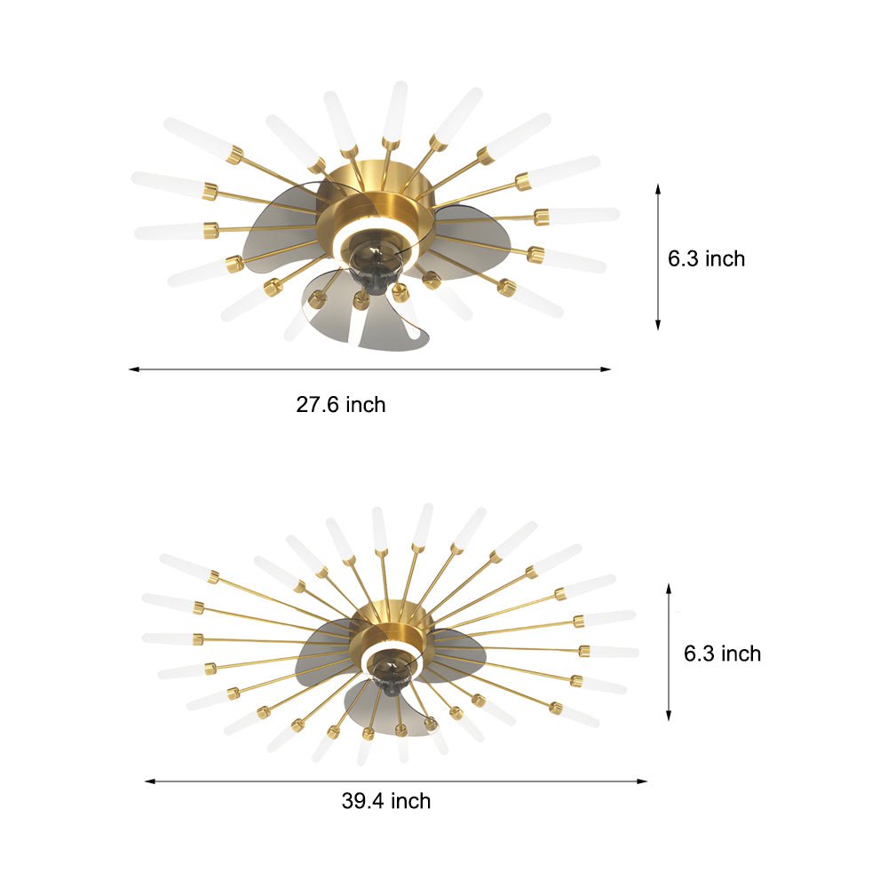 Creative Flower Mute Three Step Dimming Nordic Ceiling Fans with Lights