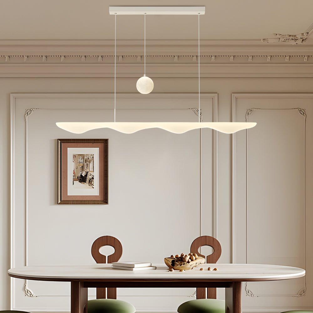 Creative Modern White Waves Moon Three Step Dimming Chandeliers