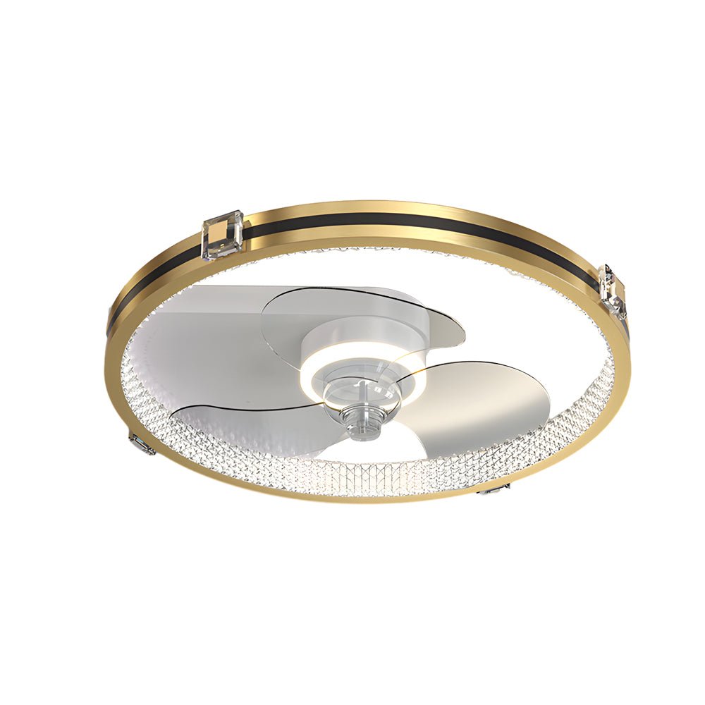Creative Ring LED Three Step Dimming Mute Gold Modern Ceiling Fans with Lights
