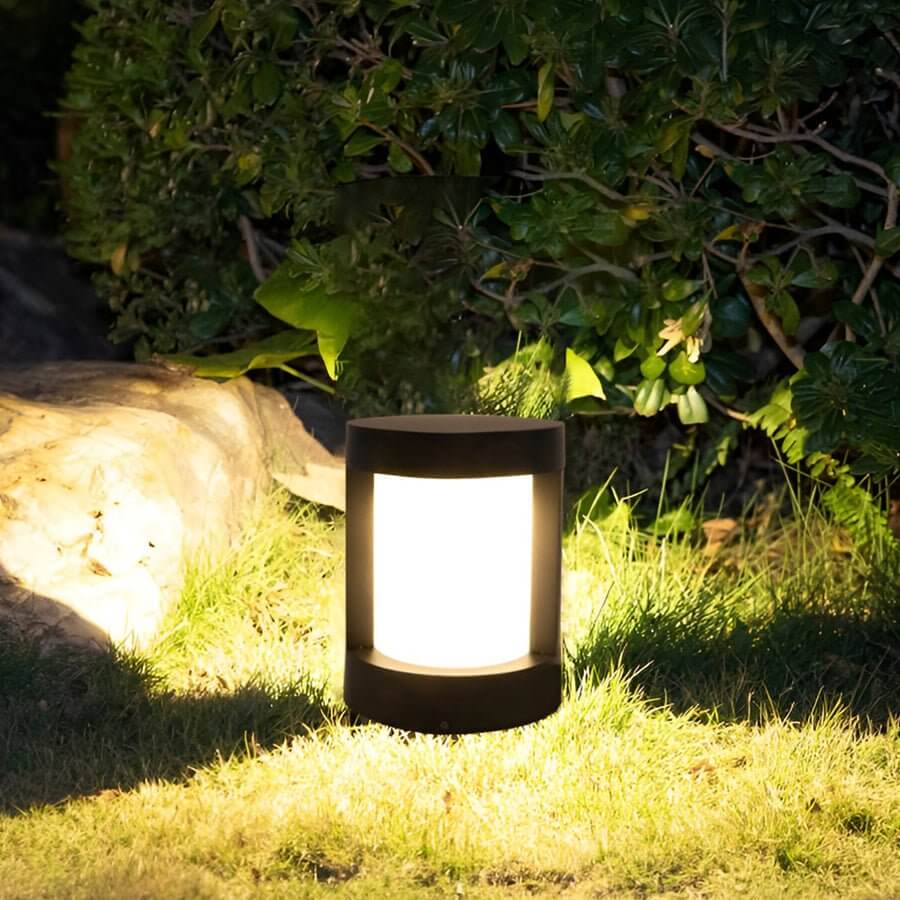 Cylindrical Waterproof LED Harwired 15W Black Modern Outdoor Pathway Lights