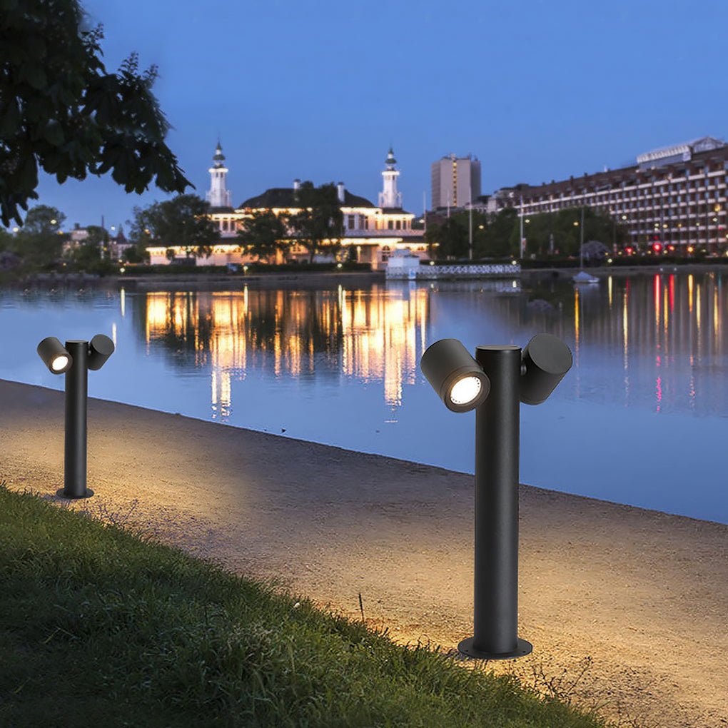 Double Light Bollard Light Rotatable Outdoor Lawn Light