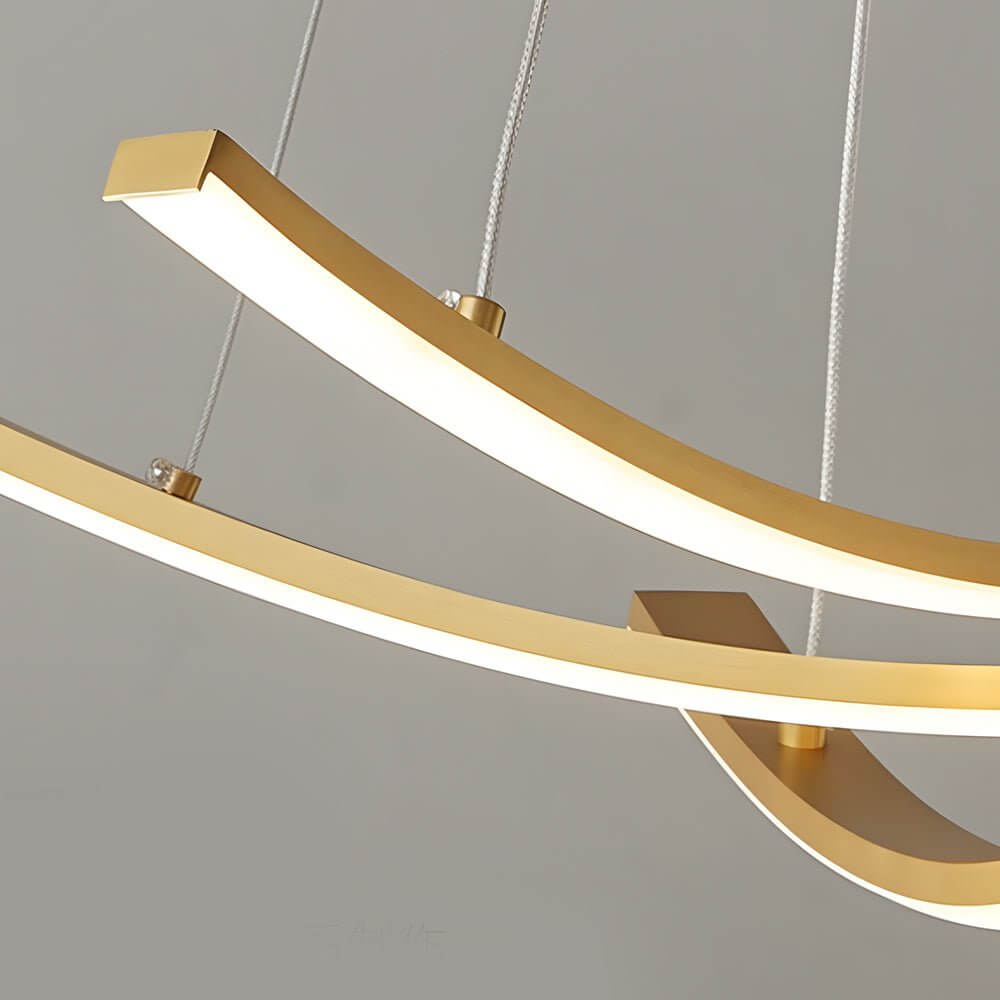 Elegant Curved Copper Strip wide-spectrum LED Pendant Light