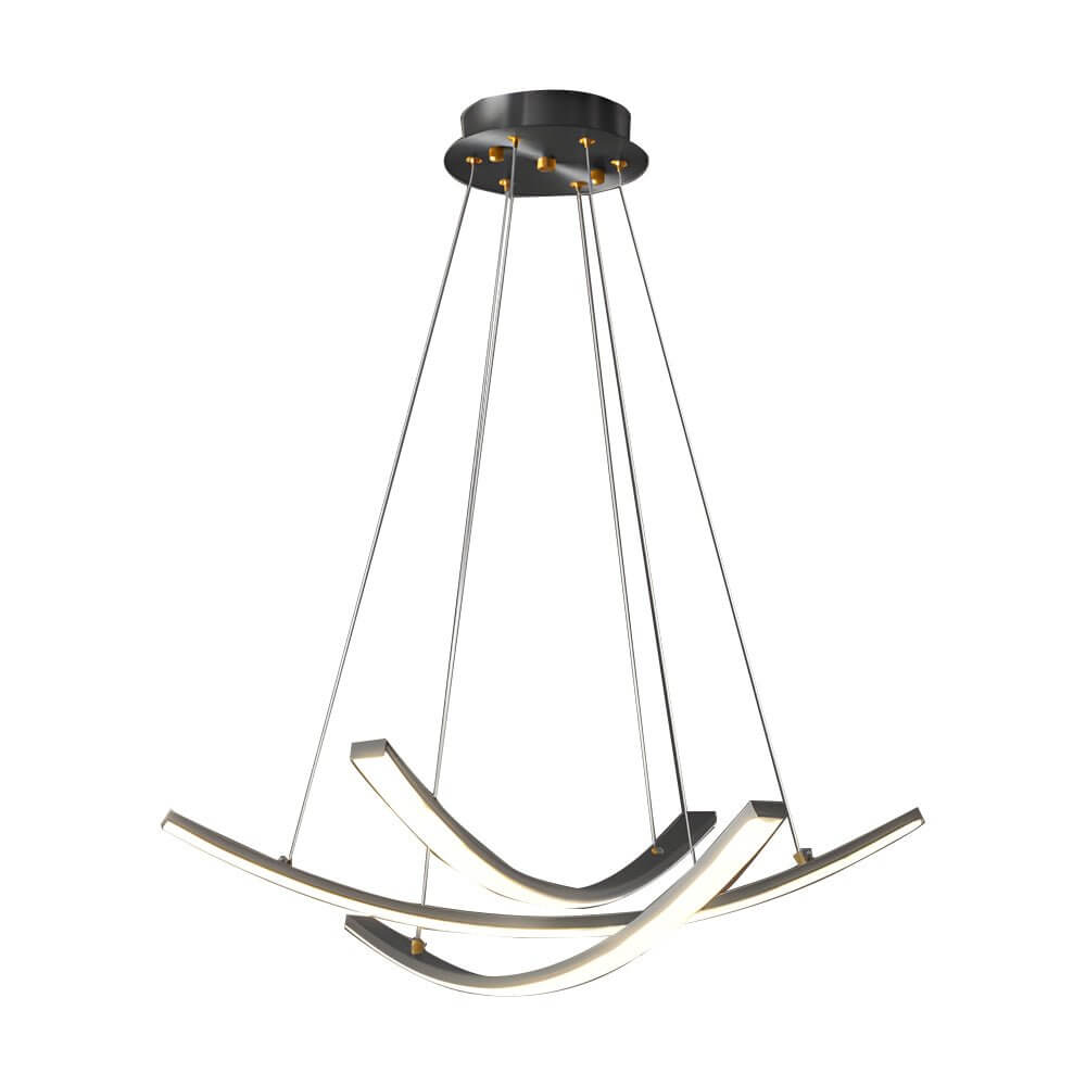 Elegant Curved Copper Strip wide-spectrum LED Pendant Light