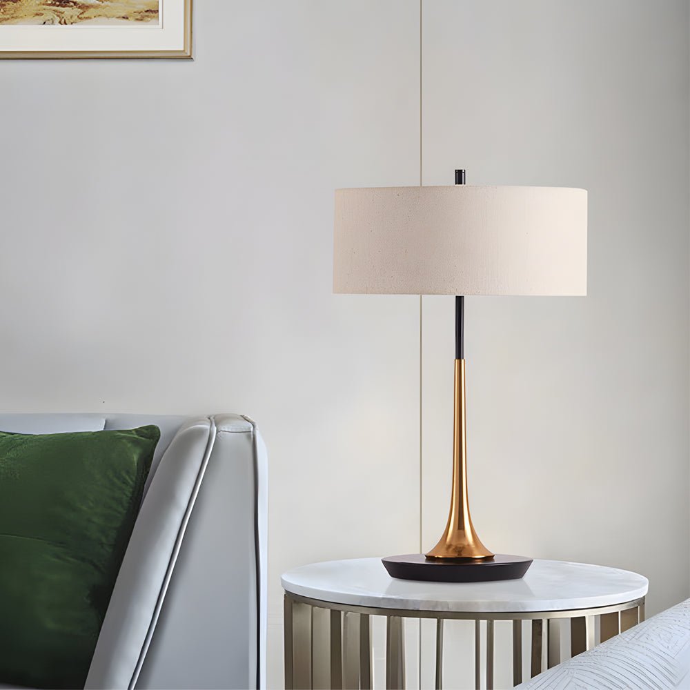 Fabric Table Lamp Elegant Modern Metal LED Bulbs Light