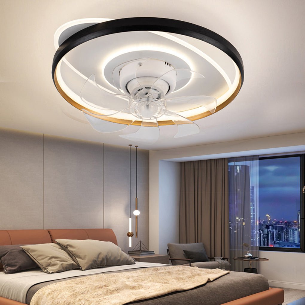 Flush Mounted Ceiling Fan with Light Dimming LED Fan Light