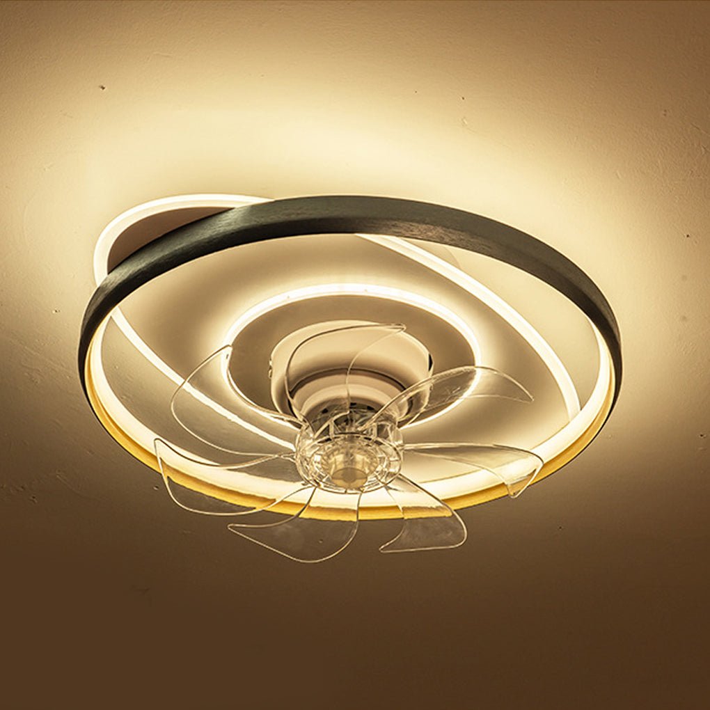 Flush Mounted Ceiling Fan with Light Dimming LED Fan Light