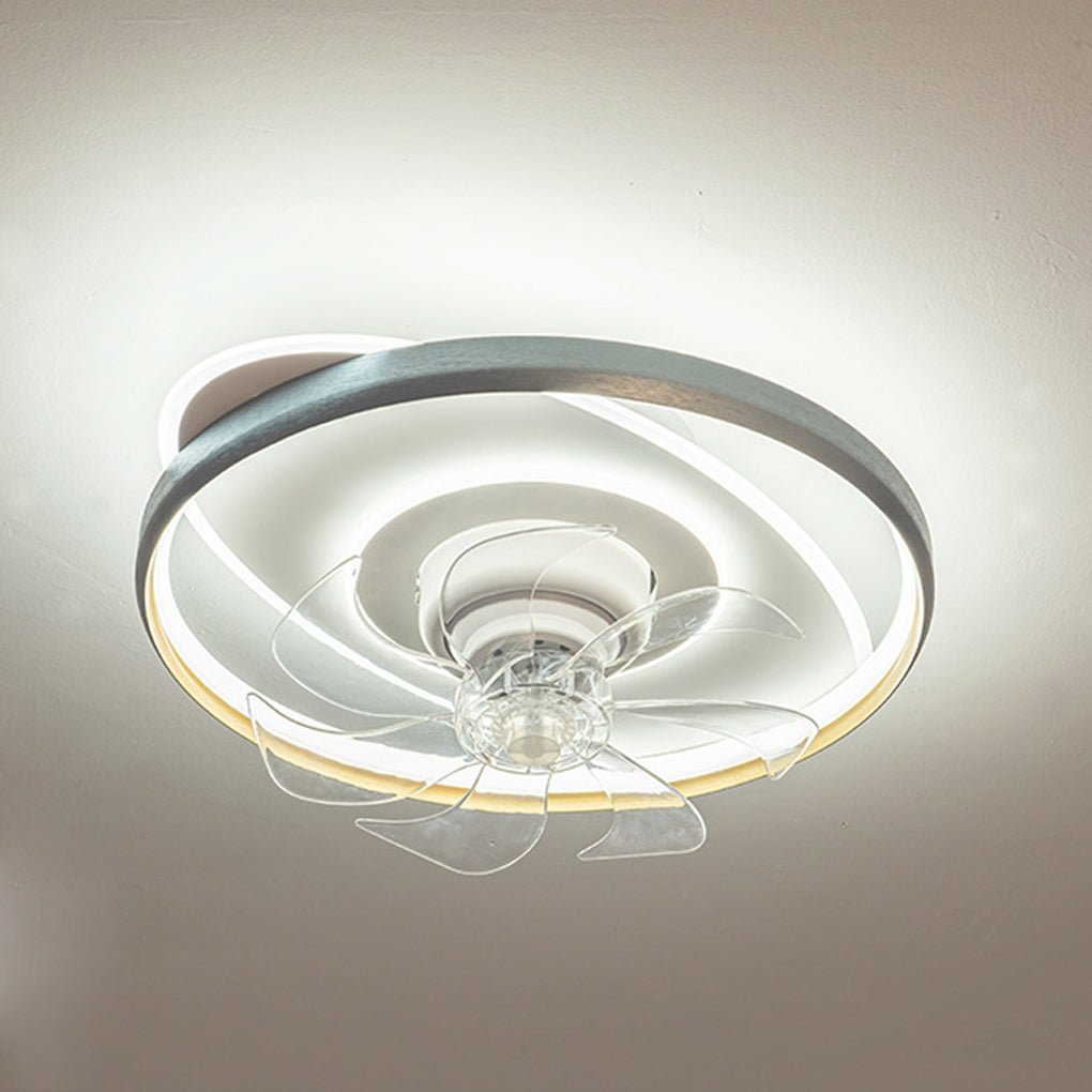 Flush Mounted Ceiling Fan with Light Dimming LED Fan Light