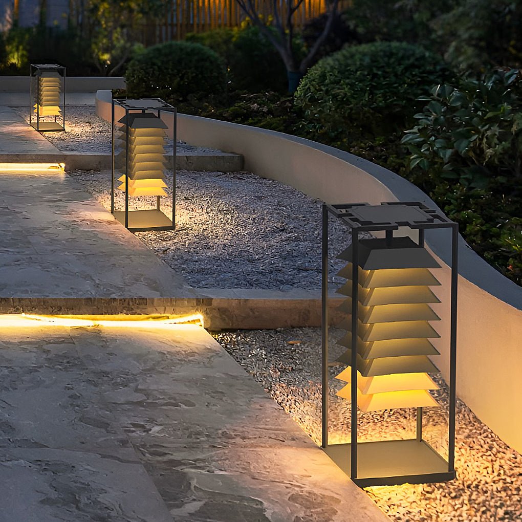 Freestanding Layered LED Pillar Light Outdoor Waterproof Garden Lamp
