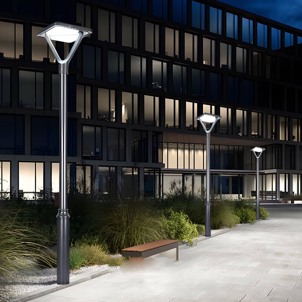 Garden Street Light Modern Black LED Solar Pole Light