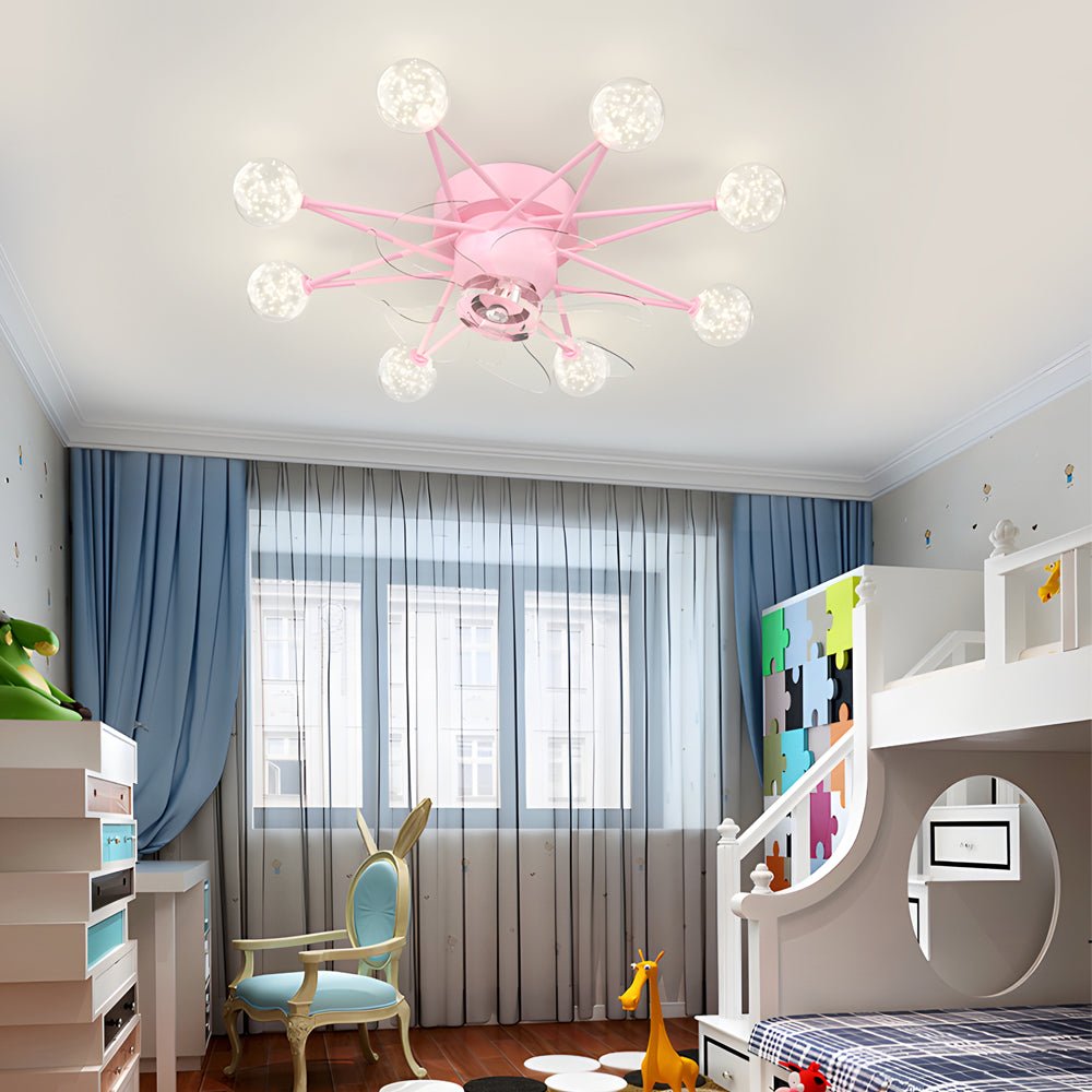 Indoor Ceiling Fans with Lights Star-Shaped Adjustable Light
