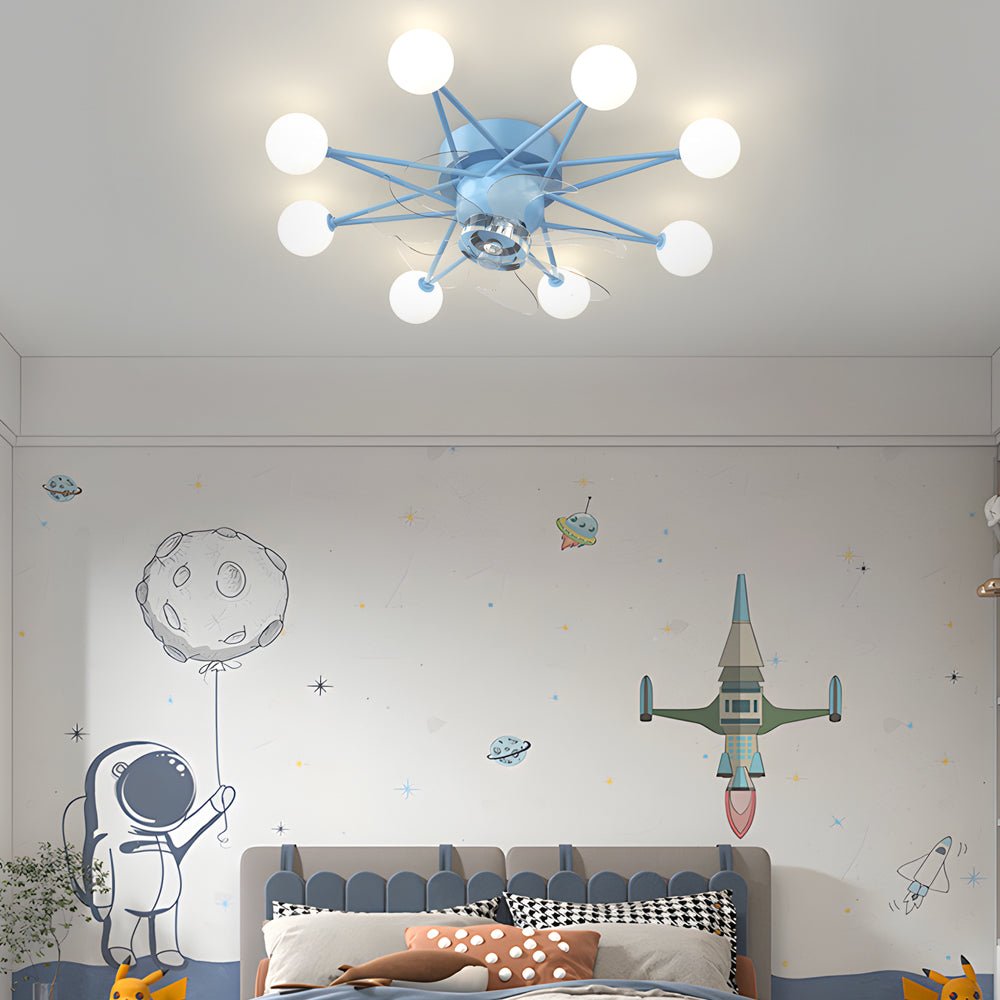 Indoor Ceiling Fans with Lights Star-Shaped Adjustable Light