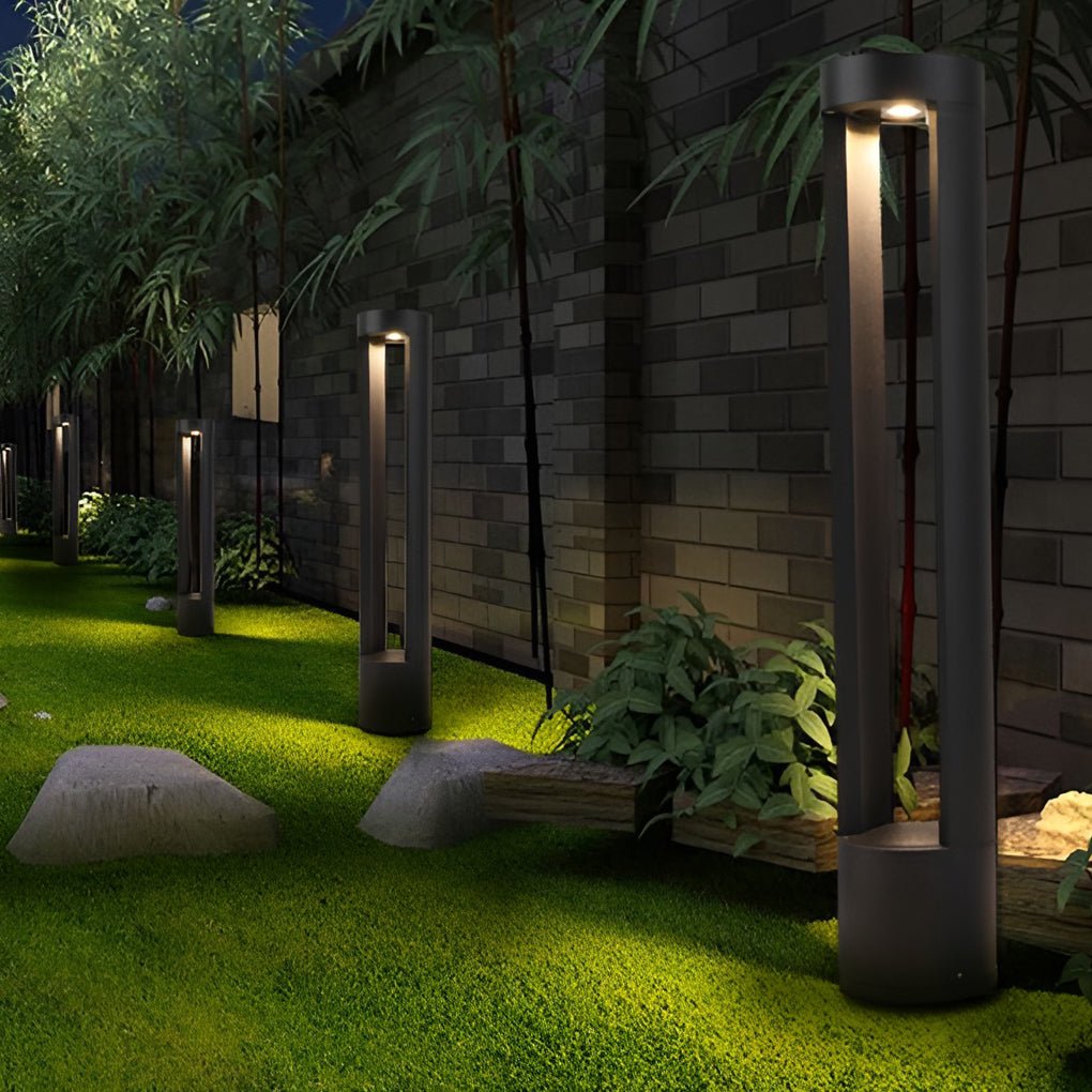 LED Light Bollard Outdoor Hollow Cylindrical Black Fixture