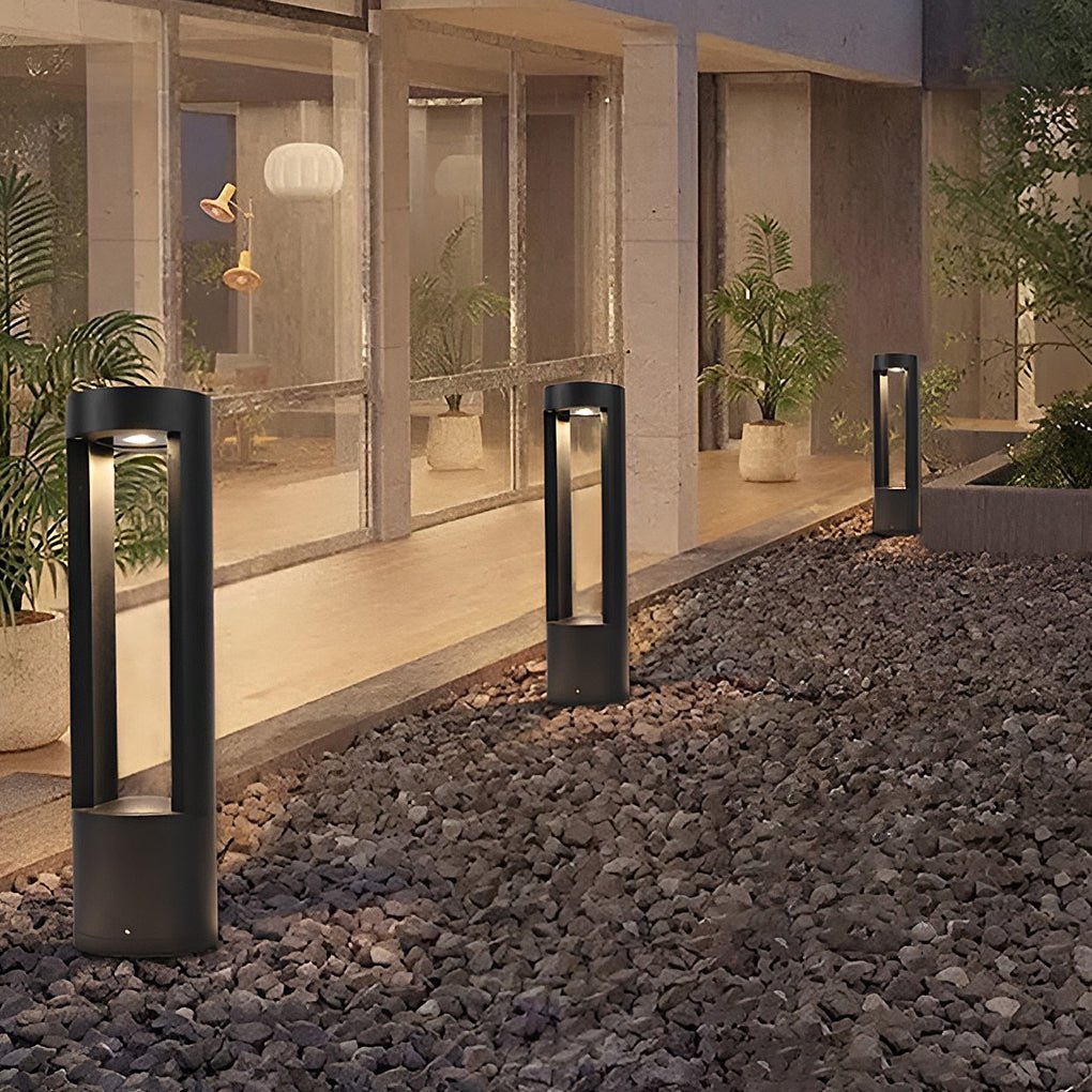 LED Light Bollard Outdoor Hollow Cylindrical Black Fixture