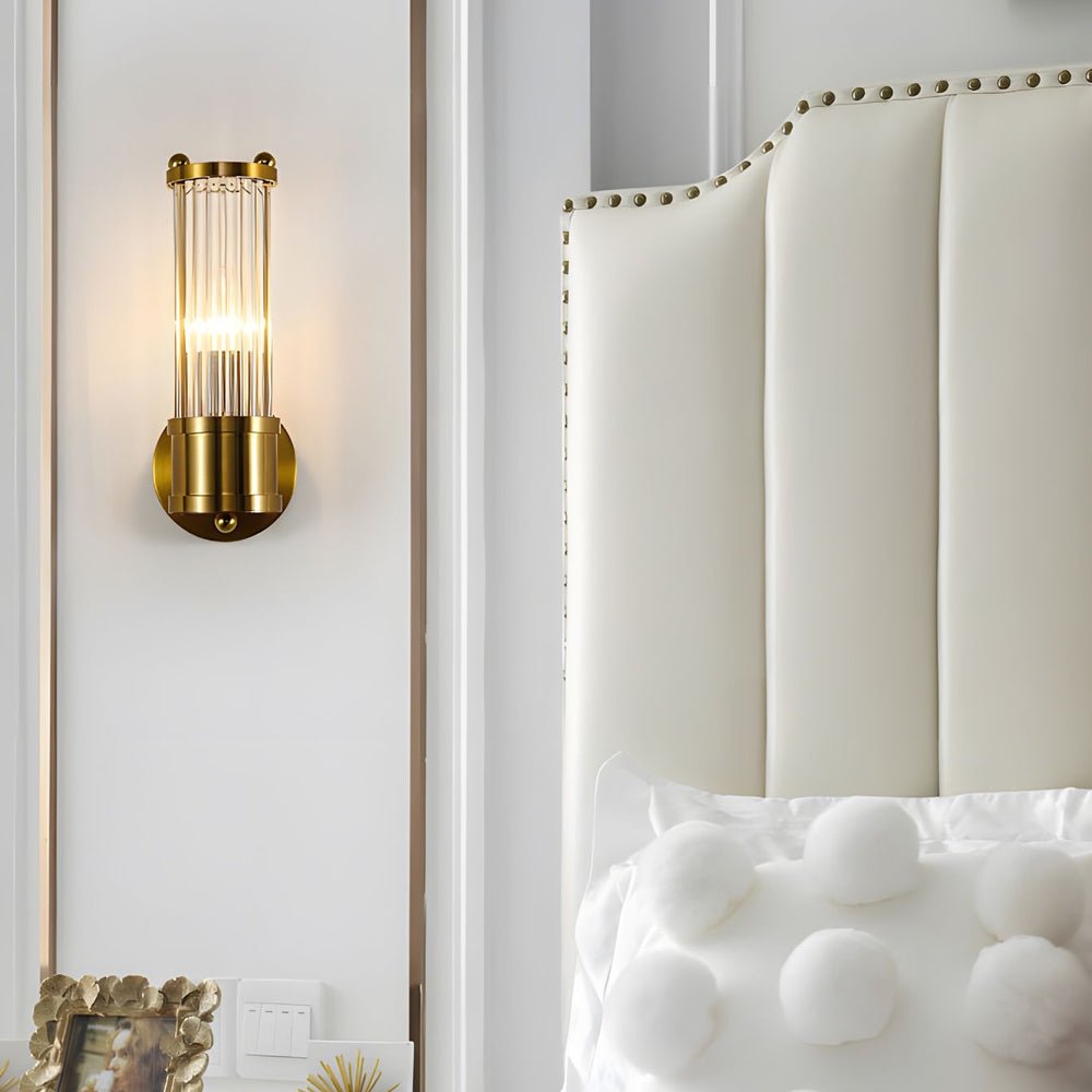 Modern Chrome/Gold Wall Sconce with Cylinder Clear Glass Shade