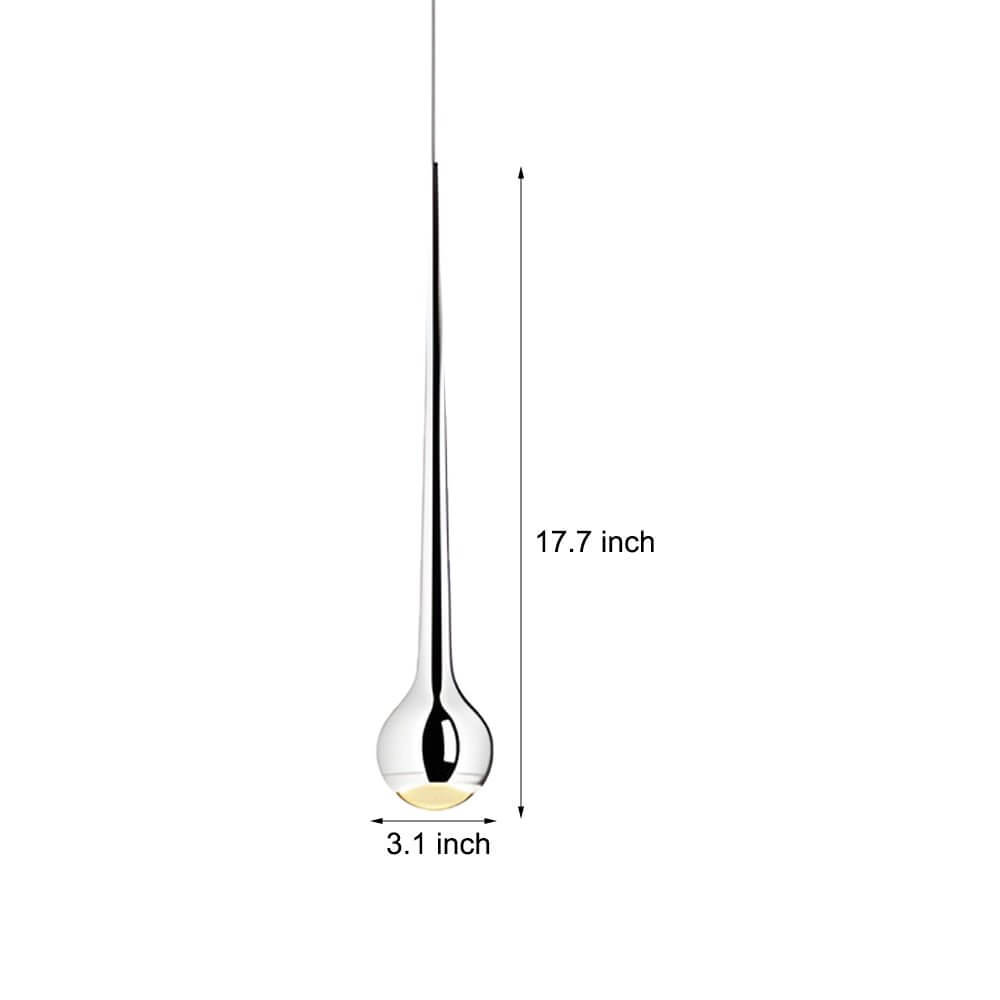 Modern Chromed Metal Single Water Drop LED Pendant Light