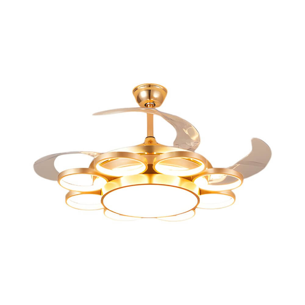 Modern Gold Ceiling Fan with Light Invisible Silent LED Lamp