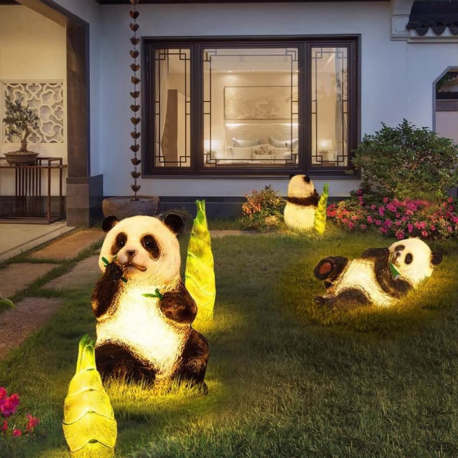 Panda and Bamboo Garden Animal Lamp Modern Outdoor Lawn Decor