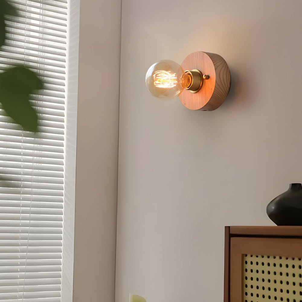 Retro Bedside Wall Light Mid-Century Modern Walnut and Brass Light
