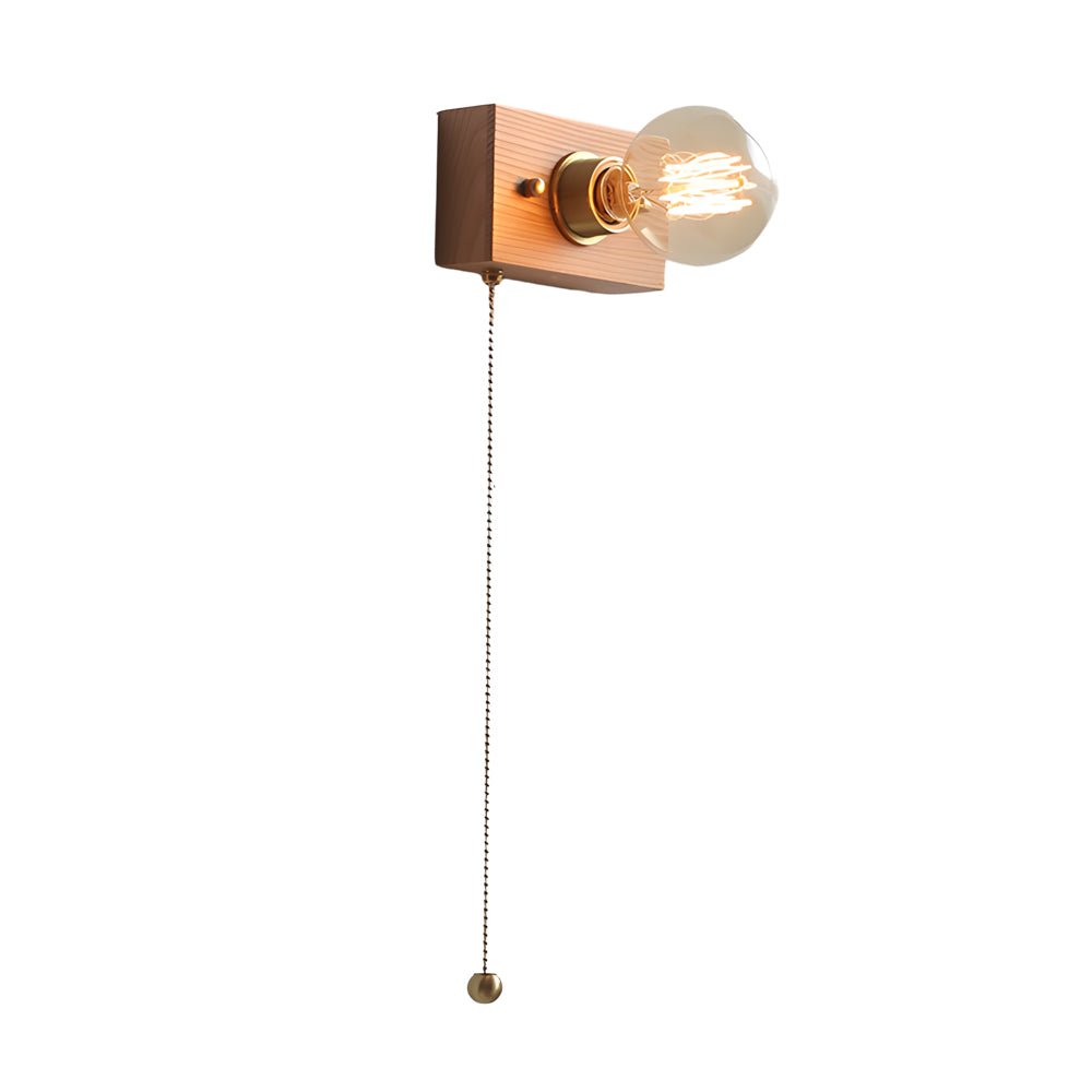 Retro Bedside Wall Light Mid-Century Modern Walnut and Brass Light