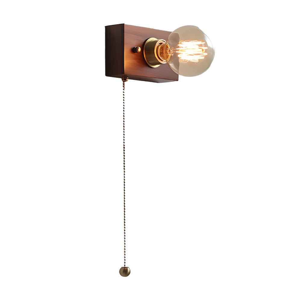 Retro Bedside Wall Light Mid-Century Modern Walnut and Brass Light