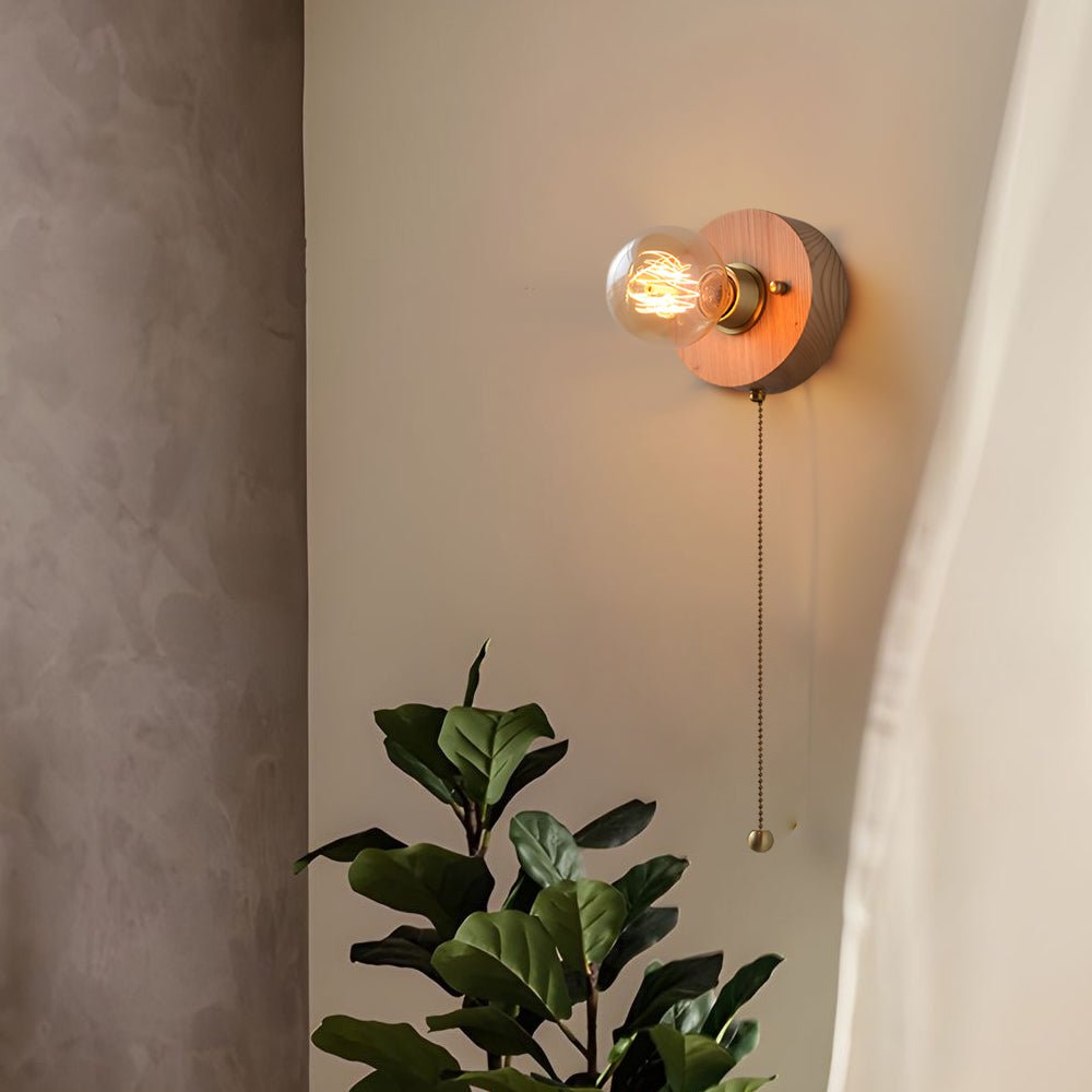 Retro Bedside Wall Light Mid-Century Modern Walnut and Brass Light