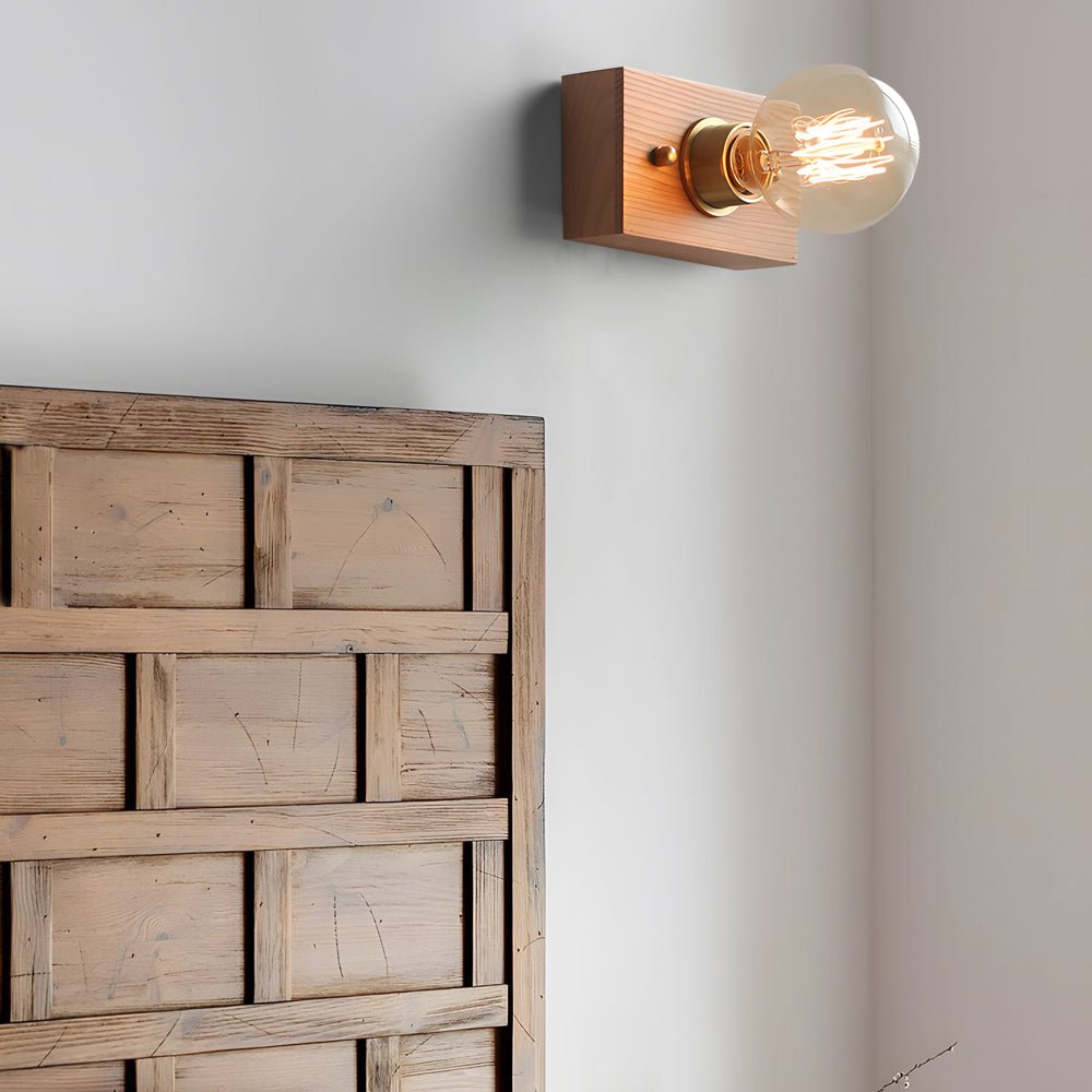 Retro Bedside Wall Light Mid-Century Modern Walnut and Brass Light