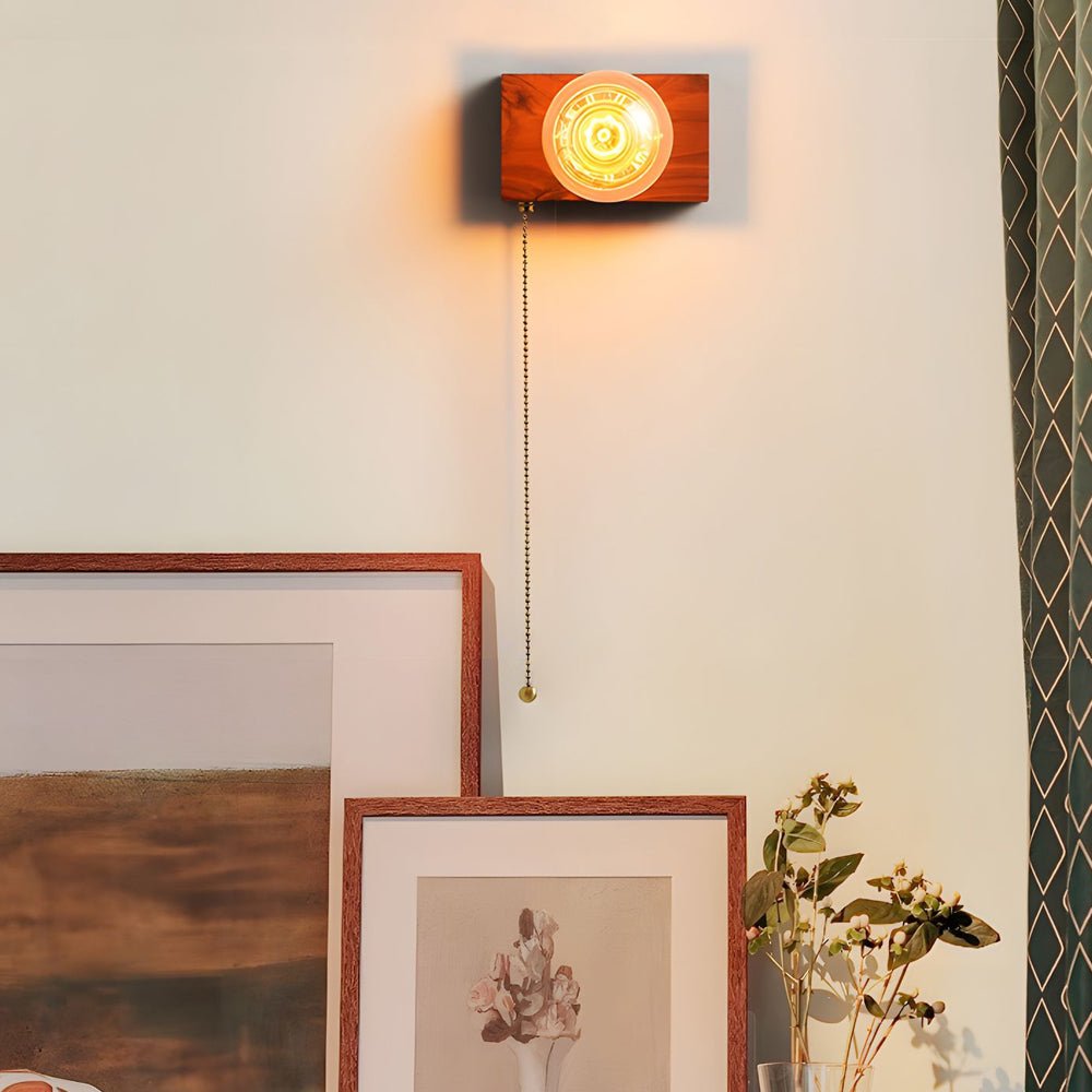 Retro Bedside Wall Light Mid-Century Modern Walnut and Brass Light
