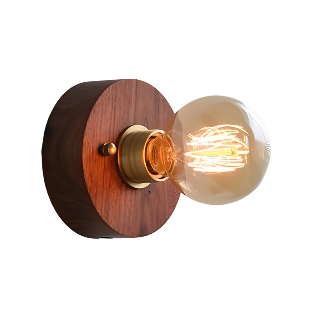 Retro Bedside Wall Light Mid-Century Modern Walnut and Brass Light