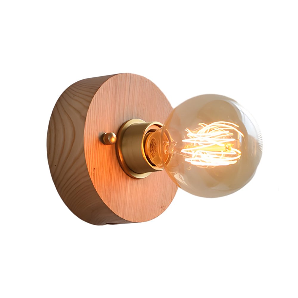 Retro Bedside Wall Light Mid-Century Modern Walnut and Brass Light