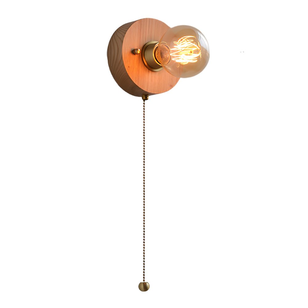 Retro Bedside Wall Light Mid-Century Modern Walnut and Brass Light