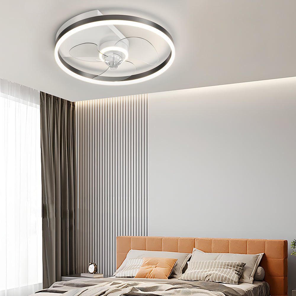 Round Ceiling Fan with Light Modern Silent Ceiling LED Light