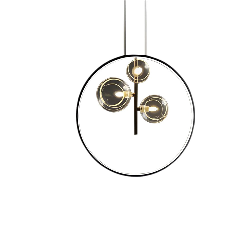 Vertical Ring Pendant Light Black Bubble Glass LED Light