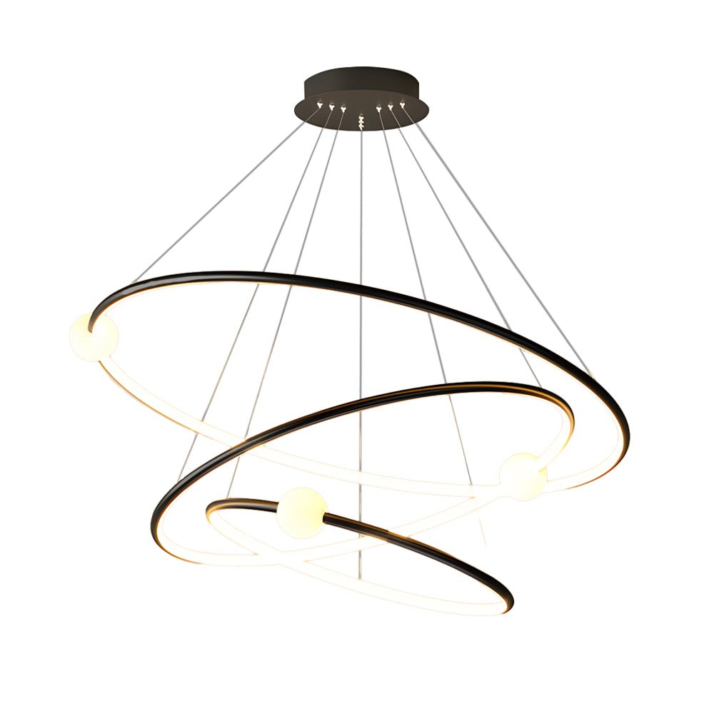 White/Black Circular Pendant Lamp Dimmable LED Rings Chandelier