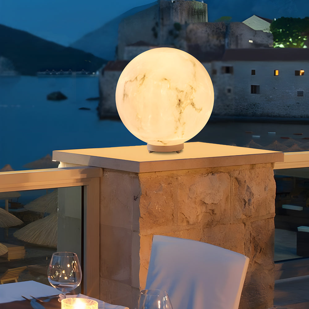 Outdoor Pillar Light Faux Waterproof Moon Globe Light