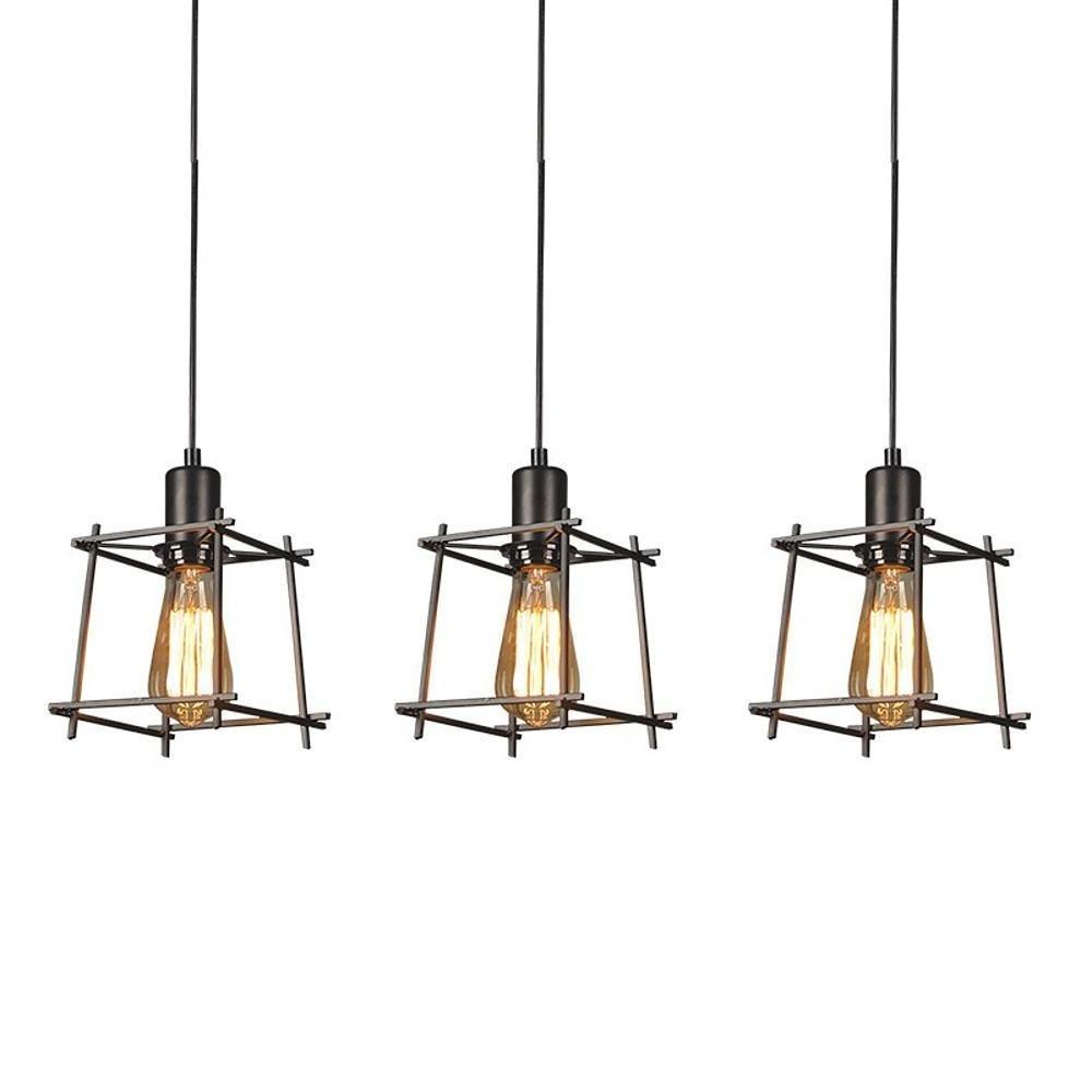 Square Metal Lantern Design LED Black Industrial Ceiling Lighting Chandeliers