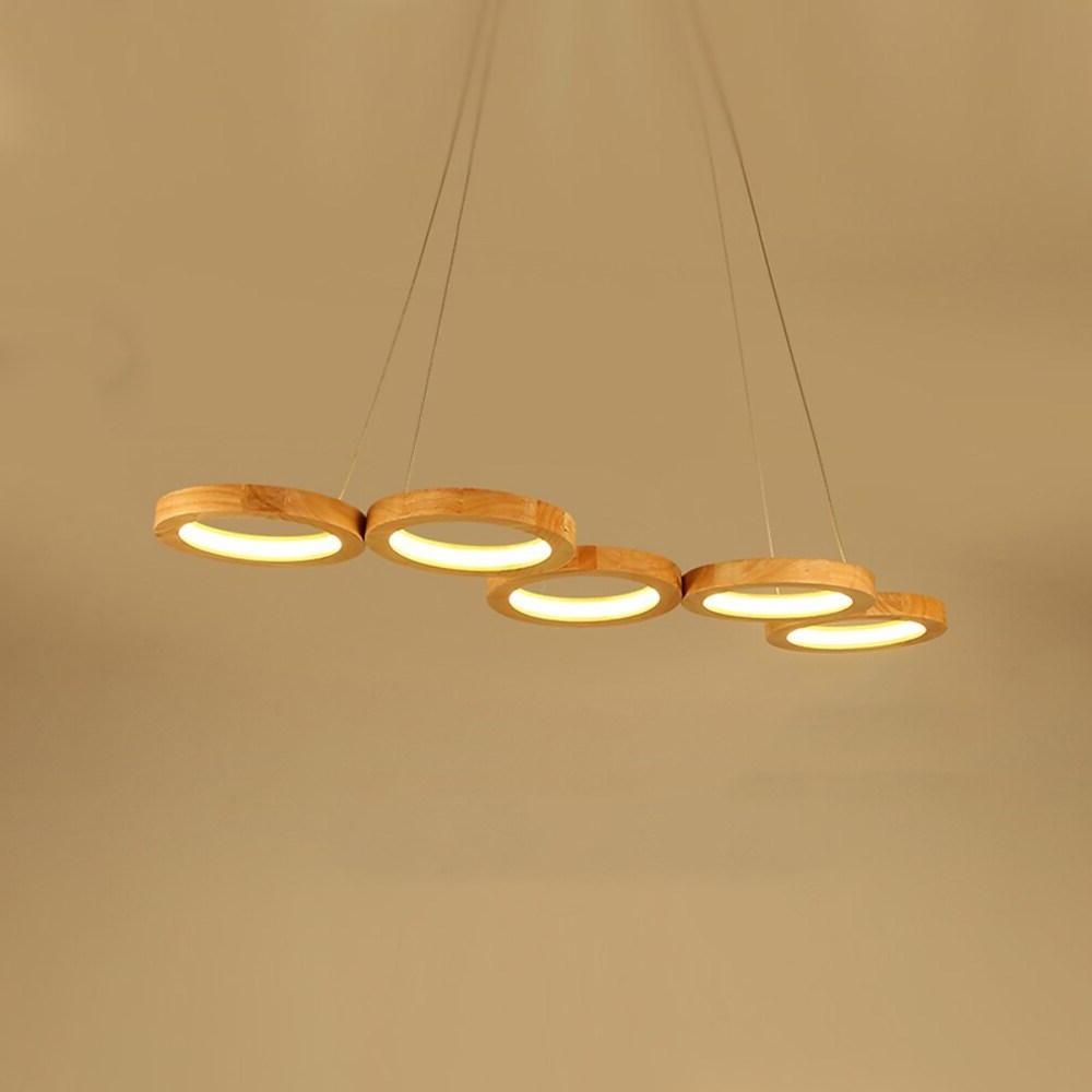 4 Circle Light Modern Wood Acrylic Design Pendant Lighting LED Ceiling Light