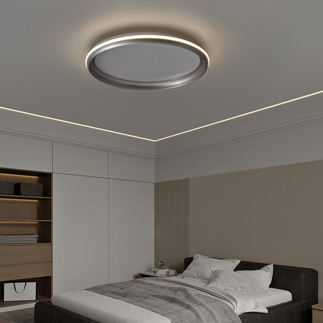 Metal Flush Mount Light Silver Finish White Acrylic Ceiling Light