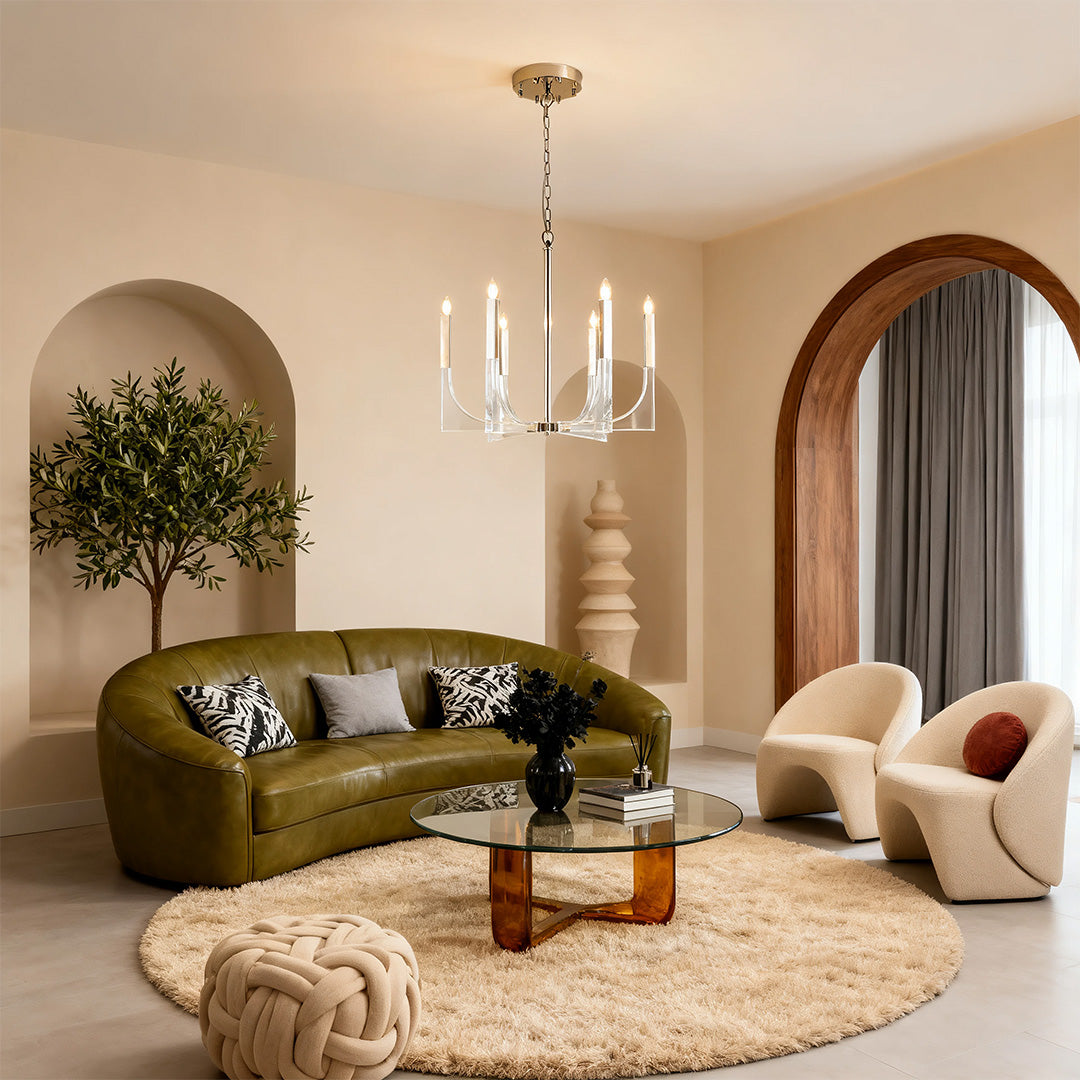 Retro Chandeliers Sleek Luxury Transparent American Ceiling Light