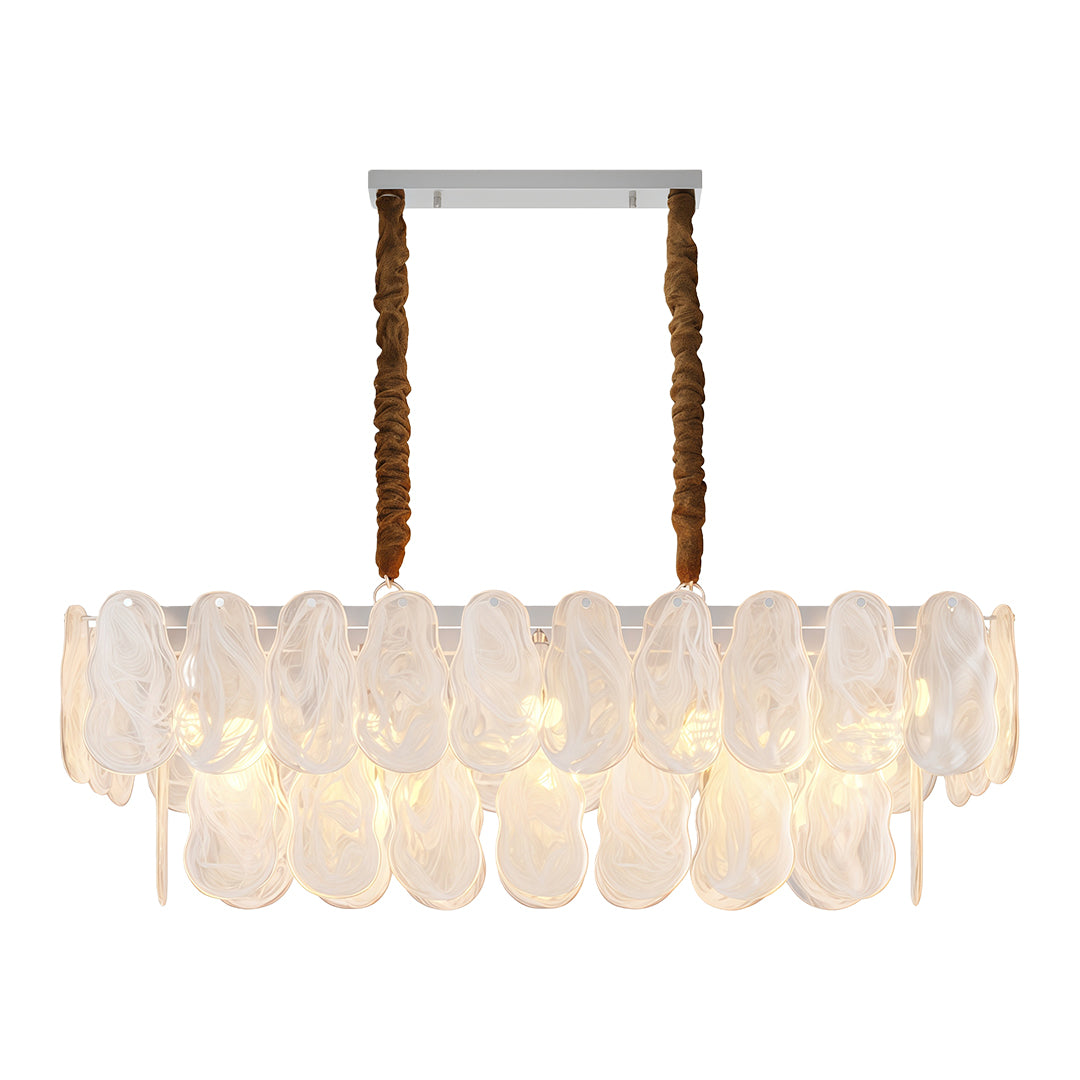 Midcentury Modern Chandelier Full-Copper Glass Ceiling Light