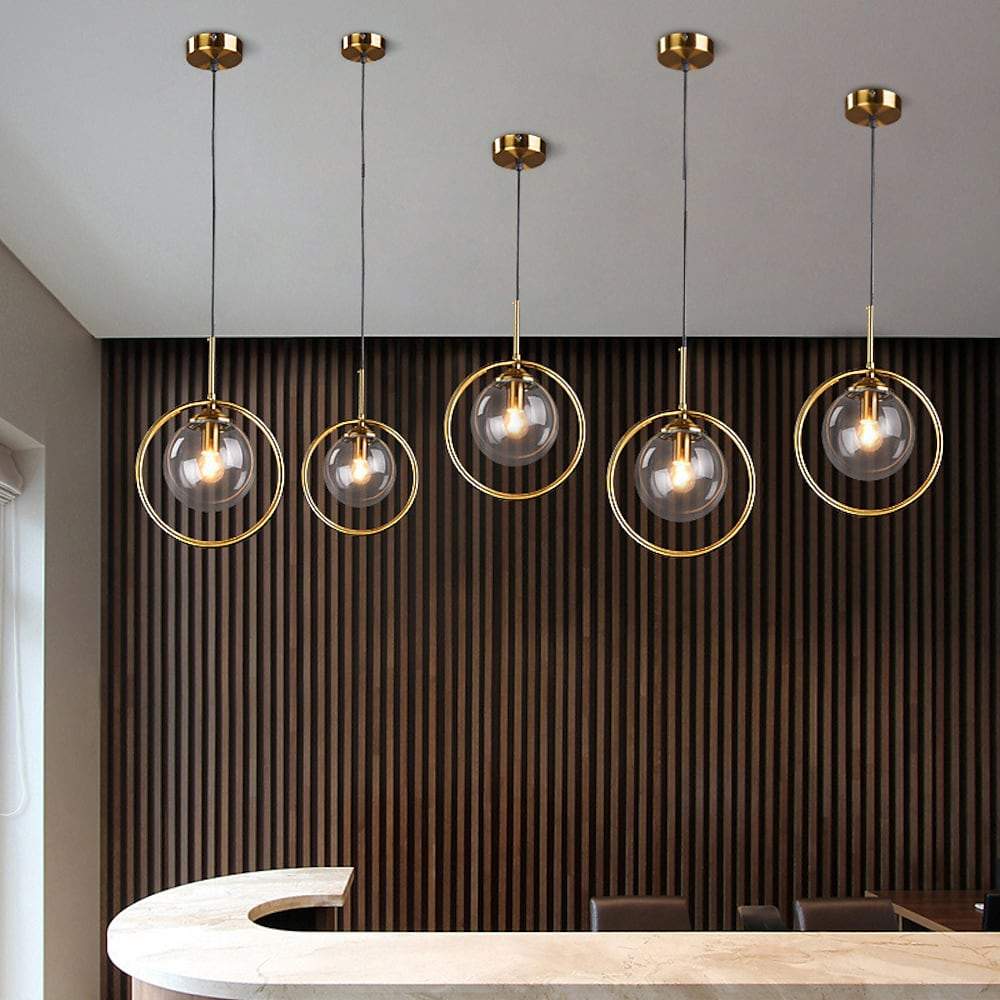 Mini Gold Pendant Light Nordic Metal Round Glass Ceiling Light