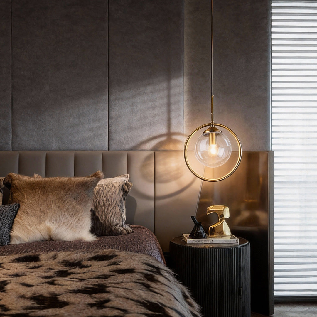 Mini Gold Pendant Light Nordic Metal Round Glass Ceiling Light