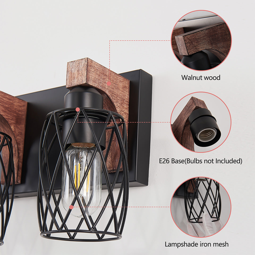 Black Vanity Bathroom Lights Metal Cage Mirror Lamp
