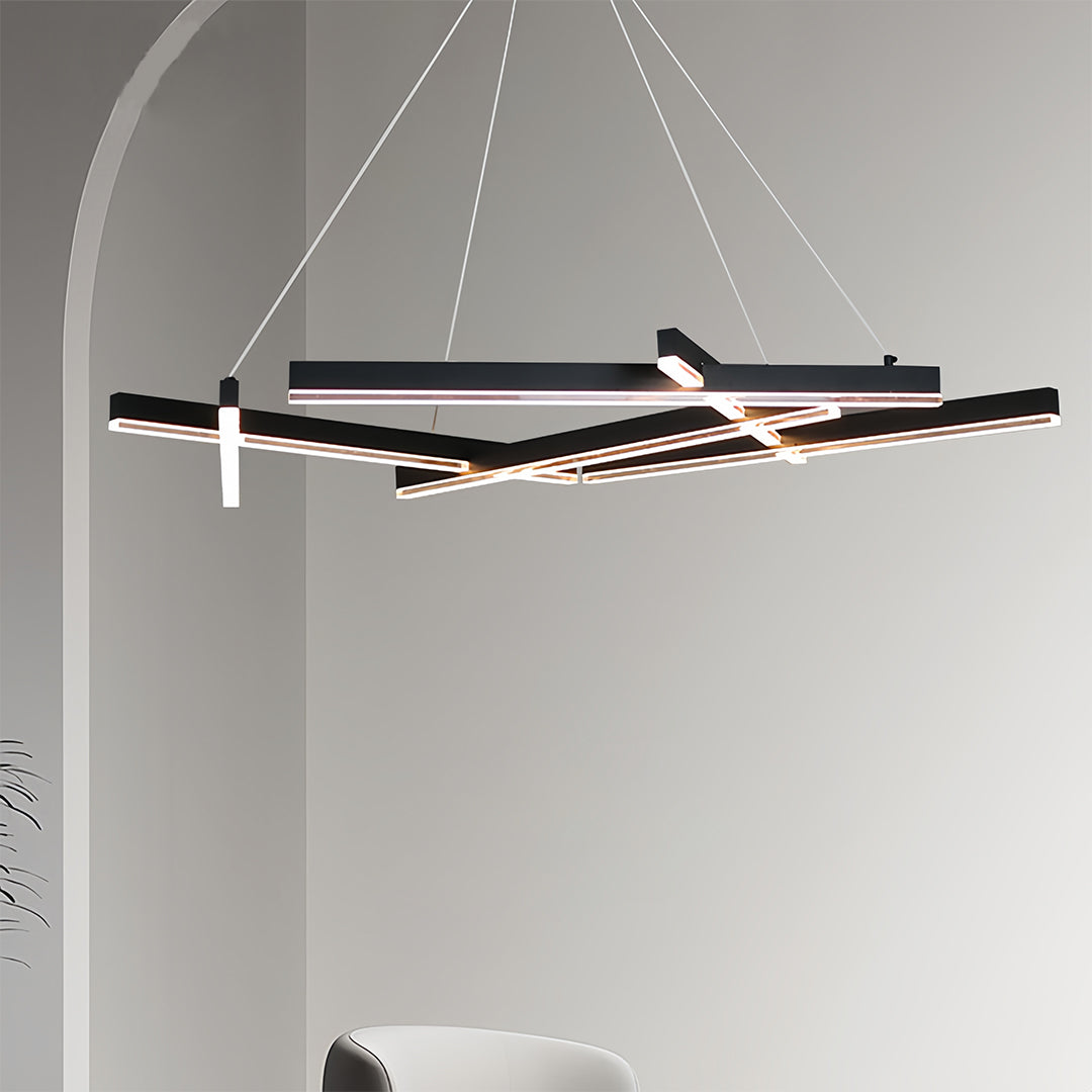 Black Metal Chandelier Modern Geometric Shape LED Ceiling Light