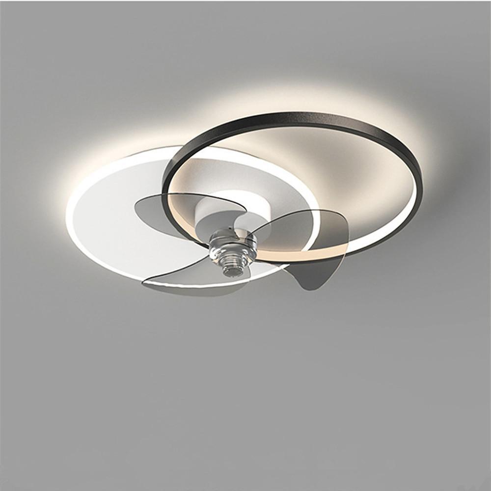 Black and White Ceiling Fans with Lights Modern Metal Light