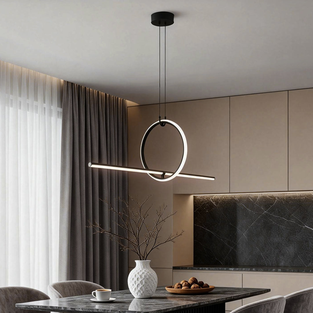 Geometric Pendant Light Fixture Ring Linear Ceiling Light