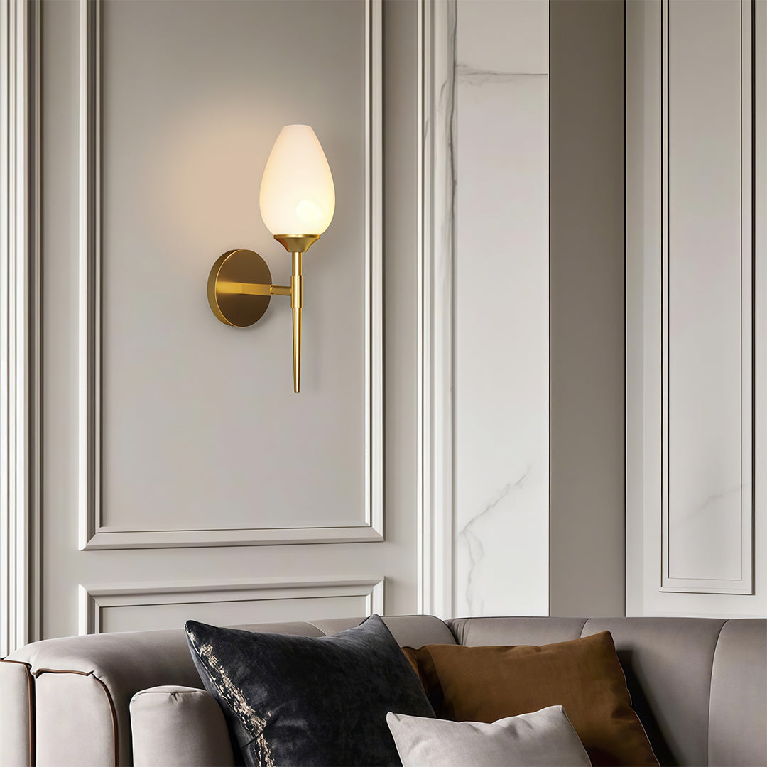 Glass Wall Lights Full Copper American-Style Lamp