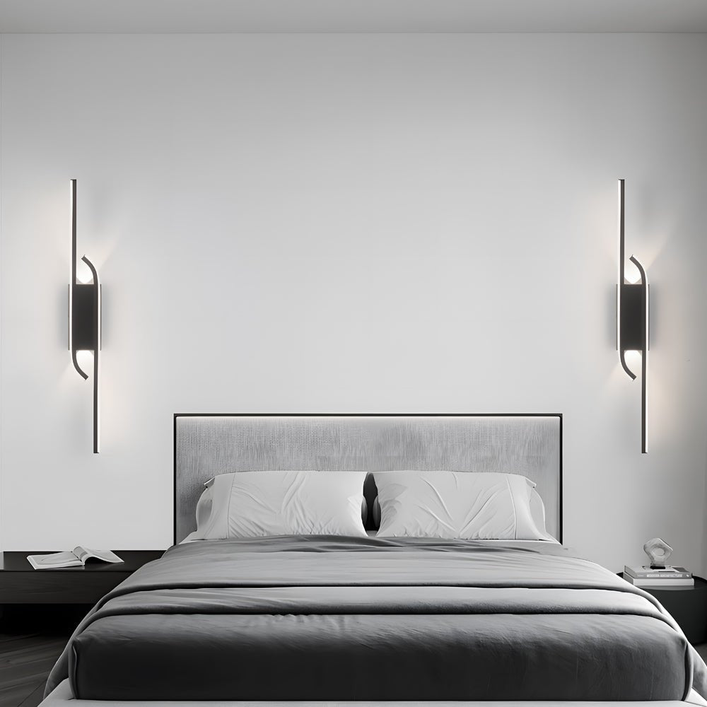 Minimalist Long LED Linear Lights Aluminum Black Wall Lights