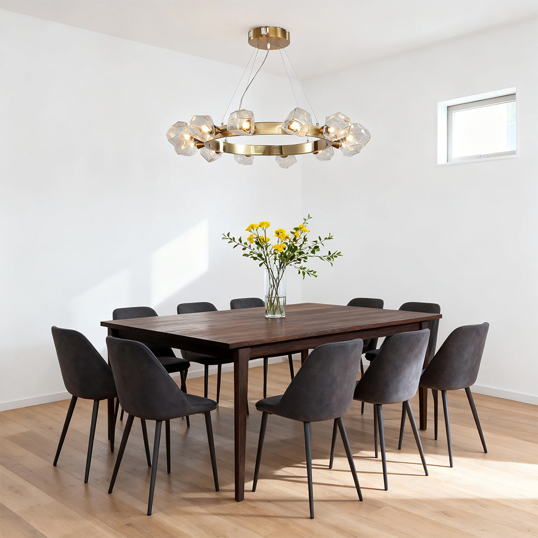 Gold Round Polished Brass Ring Chandelier
