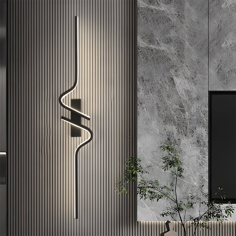 Modern Curved Wall Sconce Minimalist Black Aluminum Light